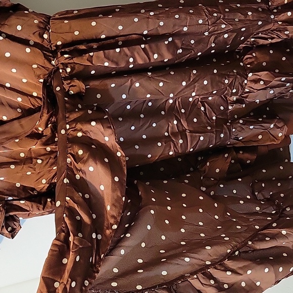 Torrid Brown Polka Dot Mini Faux Wrap Dress - Picture 7 of 16